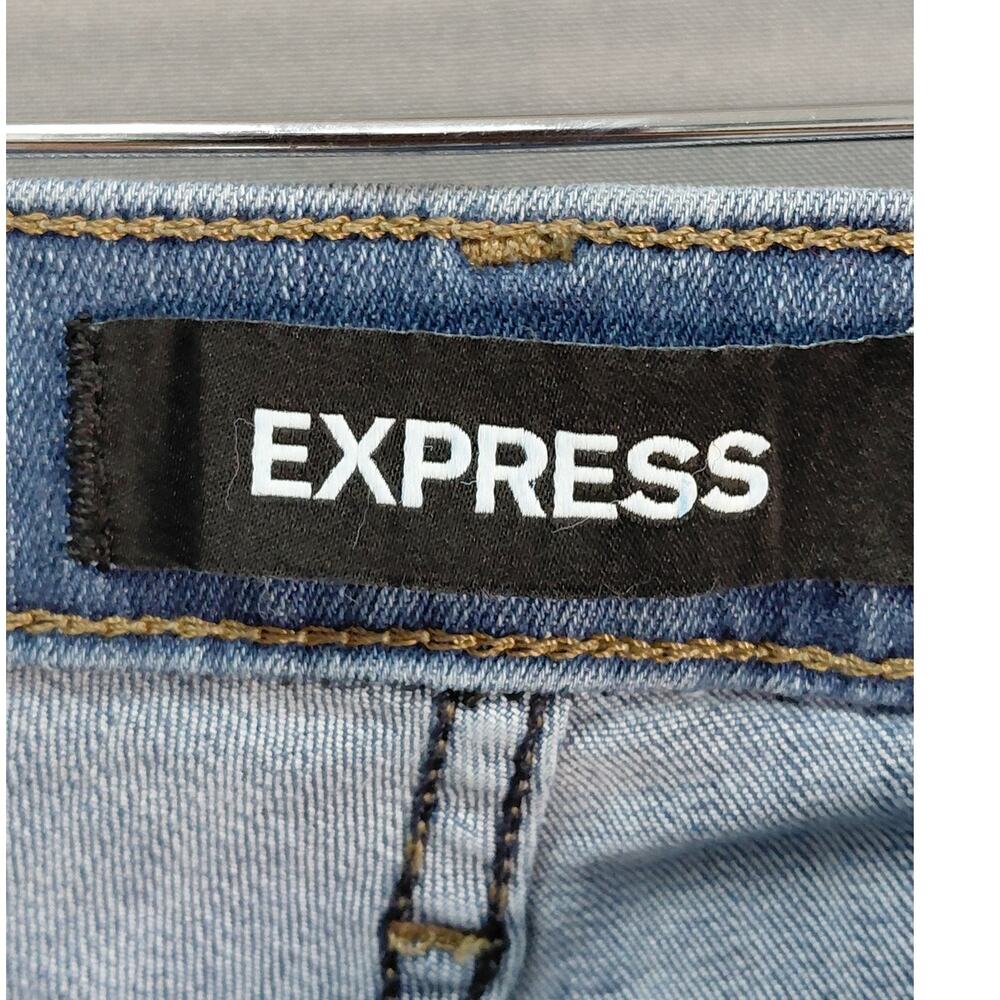 Express Ankle Legging Mid Rise Yellow Stripe Blue Jeans Women Size 4R - Picture 9 of 16